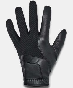Men's custom genuine sheepskin cabretta leather winter golf gloves in white, showing reinforced palm grip, adjustable Velcro closure, and embroidered logo — wholesale OEM available