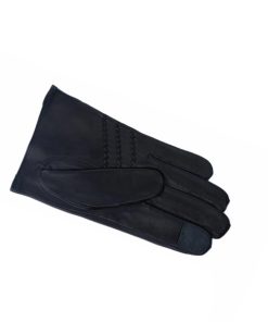 Classic Black Leather Racing Gloves – Smart Touch Screen Compatible Design – Professional Perforated Genuine Leather Apparel
