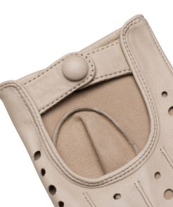 Premium Genuine Leather Driving Gloves for Women – Breathable Perforated Luxury Goat Skin Mittens with Snap Closure