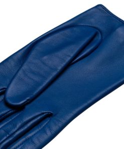 Retro Electric Blue Leather Driving Gloves for Men Vintage Perforated Design Premium Soft GoatSheepskin Racing Mittens